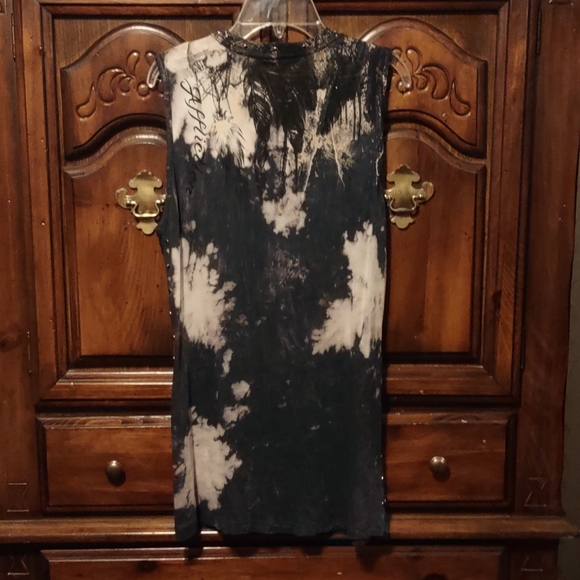 "Affliction" Sparkle With Mesh Sleeveless Top. Size M. - Picture 3 of 10